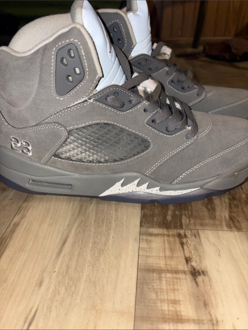 Jordan Men's Gray Suede Retro Basketball Sneakers